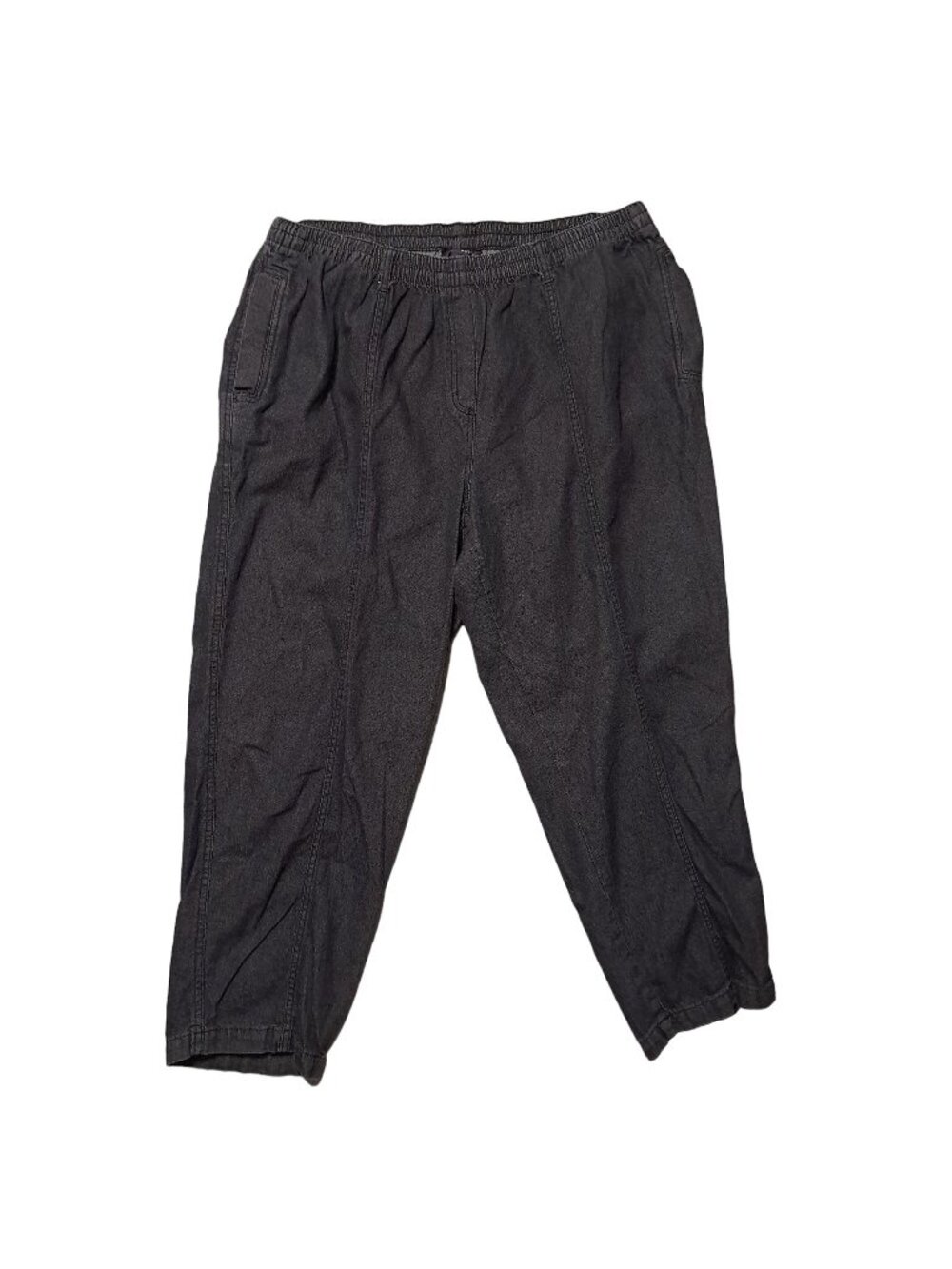 Roamans Plus 26W Black Denim Pull-On Elastic Waist High-Rise Casual Pants